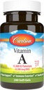 Carlson - Vitamine A, 15000 UI Palmitate (4500 mcg RAE), Vision santé, peau saine, 240 softgels