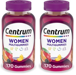 Centrum MultiGummies Gummy Multivitamin for Women, Multivitamin/Multimineral Supplement with Vitamin D3, B and Antioxidants, Assorted Fruit Flavor - 170 Count (Pack of 2)