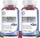 2 Pack Gommies de magnésium de potassium avec Ctrate de potassium 200 mg, Glycinat de magnésium 320 mg Plus Calcium, Zinc, Vitamine - Suppléments de potassium pour les crampes des jambes, le coeur, les muscles