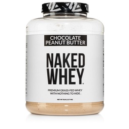 NAKED Whey Chocolate Peanut Butter Grass Fed Whey Protein Powder, No GMO, No Soy, and Gluten Free, Aid Growth and Recovery - 52 Servings