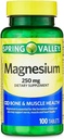 Spring Valley Magnesium 250 mg - Bone & Muscle Health Dietary Supplement - 100 Tablets