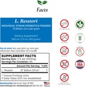 Lactobacillus Reuteri Probiotic Powder 75 Billion cfu's | Made in USA | No Additives | Direct from Manufacturer | No Third-Party Storage | Digestive & Immune Support | L. Reuteri | 60 Grams (2.11 OZ)