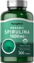 Piping Rock Spirulina biologique $ 1000mg $ 300 Comprimés $ Arthrospira Platensis $ Végétarien, Non-OGM, Supplément sans gluten