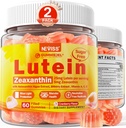 2 Pack Lutein and Zeaxanthin Supplements Gummies (25mg) Vitamins A, C, E, Bilberry, Astaxanthin - Coconut Oil for Better Absorption - for Adults & Teens Vision, Eye, Brain, Skin - Vegan, Sugar Free