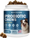 Probiotiques pour chiens, améliorer les oreilles démangeaisons cutanées, la santé des Guts, l'équilibre des levures, les allergies, l'immunité, les probiotiques pour chiens et les enzymes digestives avec les prébiotiques, réduire la diarrhée (180 Chews, Steak)
