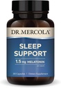 Dr Mercola Soutien du sommeil avec la mélatonine, 1,5 mg de mélatonine par portion, 30 portions (30 gélules), supplément alimentaire, soutient le sommeil sain et la concentration mentale, non-OGM
