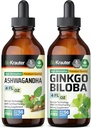 BIO KRAUTER Ashwagandha Tincture 4 Fl. Oz. & Ginkgo Biloba Tincture 4 Fl. Oz.
