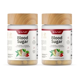 Snap Supplements Blood Sugar Blend with Berberine, CoQ10, Cinnamon, and Gymnema to Support Already Healthy Blood Sugar, Metabolic Health and Energy, Sugar Free, 60 Capsules 2-Pack (Packaging May Vary)