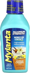 Mylanta Antacid and Gas Relief, Maximum Strength Formula, Vanilla Caramel Flavor, 12 Fluid Ounce