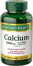 Nature's Bounty Calcium Plus Vitamine D 1200mg, 120 Softgels (paquet de 2)