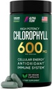 Capsules de chlorophylle 600 mg - Pilules de chlorophylle naturelles pour les femmes et les hommes - Supplément de chlorophylle hautement biodisponible pour l'énergie, l'immunité, la peau + désodorisant interne