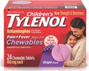 Tylenol Children's Pain + Fever Chewables Tablets 160 mg, Grape Flavor 24 ea (3 Pack)