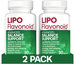 Lipo-Flavonoid Balance Support for Vertigo & Dizziness Relief - Clinically-Tested Formula with Ginkgo Biloba & Vitamin D & B Complex - Inner Ear Health & Balance Support - 30-Count - 2-Pack