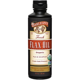 Barlean's Organic Flaxseed Oil Liquid from Fresh Cold Pressed Flax Seeds, 7,640mg ALA Omega 3 Fatty Acid Supplement for Healthy Hair, Skin, and Eyes, Vegan and Gluten Free, 12 oz