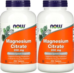 NOW Foods - Magnesium Citrate 200 mg 250 tabs (Pack of 2)