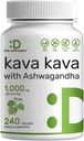 Supplément de vente Kava Supplément de kava 750mg par portion, 240 capsules, 4 mois d'approvisionnement – Kava Extrait de racine de kava avec Ashwagandha Poudre de racine – non-OGM