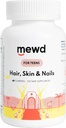 MEWD Teen and Kids Hair, Skin+Nails Daily Multivitamin Gummy Strengthener Formula - Chewable Vitamin Supplements with Biotin,Zinc,Vitamins A, B, & D3 for Girls & Boys, 60, Made in USA