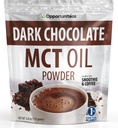 Opportuniteas Poudre d'huile MCT, crème kéto pour café, boissons et boissons, faible teneur en glucides Keto Friendly, Boost Energy&Mental Focus, supplément pour le régime kétogénique, sans gluten et non-OGM, chocolat noir 6 oz