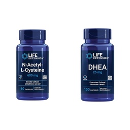 Extension de la durée de vie N-acétyl-L-Cysteine (NAC), Immune, respiratoire et DHEA 25 mg – Supplément pour équilibre hormonal, soutien immunitaire, santé sexuelle, os et santé cardiovasculaire