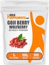 BulkSupplements.com Poudre d'extrait de loupe - Supplément de baies Goji, poudre de fruits - Vegan & sans gluten, 1g par portion, 100g (3.5 oz) (paquet de 1)