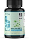 Citrate de potassium 800 mg Supplément de potassium à absorption élevée - 60 portions supportent l'équilibre électrolytique - pur et puissant