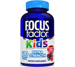 Focus Factor Kids Extra Strength Daily Chewable for Brain Health Support, 120 Count – Vitamins - Quality Formula – Gluten & Dairy Free Supplements for Children – No Artificial Sweetener