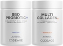 Codeage Multi Collagen Protein Capsules 5 Types, Ashwagandha Withania Somnifera & Organic Amla Berry + SBO Probiotic Blend 50 Million CFU Bundle, Lactobacillus Plantarum, Bacillus Subtilis, Non-OGM