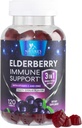 Elderberry Gummies with Vitamin C, D3 and Zinc - Immune Support Gummy for Kids & Adults, Black Elderberry Extract Gummy Immune Health Support Supplement, Black Elder Berry Vitamin - 120 Gummies