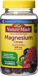 Nature Haute absorption Citrate de magnésium 200mg Gummies, 60 Nombre, Berry mixte, 60 Nombre (paquet de 12)