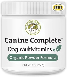 Wholistic Pet Organics Canine Complete - Poudre de multivitamines pour chien - 8 Oz - Vitamines et suppléments quotidiens pour chien pour aliments maison - Système immunitaire, peau, manteau et santé générale - Petite et grande race