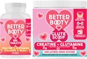 Suppléments d'angry Better Booty Femmes Creatine Combo: BBL Comprimés (90ct) w. Créatine, Glutamine, BCAA's, Collagen + Glute Scoop Creatine & Glutamine Sans saveur Mélange de boisson