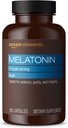 Amazon Elements - Melatonine 5mg Capsules, Aide avec l'insomnie occasionnelle, Vegan, Non aromatisé, 195 Compte (paquet de 1), 6 mois d'approvisionnement (Emballage peut varier)