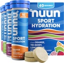 Tablettes électrolytiques Nuun Sport avec Magnésium, Calcium, Potassium, Chlorure et sodium, Sans gluten et végétalien, Arômes mélangés, 4 Pack (40 portions Total)