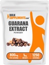 BulkSupplements.com Poudre d'extrait de Guarana - supplément de caféine naturelle, de graines de Guarana, poudre de Guarana - sans gluten, 800mg par portion, 1kg (2,2 lbs) (paquet de 1)