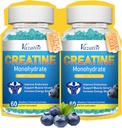 2 Pack de crème monohydratée Gommies pour les femmes et les hommes, supplément végétalien sans sucre pour construire des muscles, augmenter l'énergie et la force, Blueberry Flavor, 120 comte