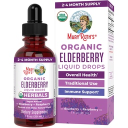 MaryRuth Organics Syrup de la mûre aînée USDA Organic amount Sugar Free Immune Support Supplément pour les adultes et les enfants, Âges 1