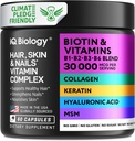 Biotine pour les femmes et les hommes de la croissance des cheveux avec kératine, Collagen Complex 30000 mcg – Capsules pour la perte des cheveux et l'épaisseur plus forte – Peau et ongles vitamines, Biotine 10000mcg et collagène suppléments - 60 pilules