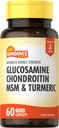 Sundance Glucosamine Chondroitin MSM and Turmeric | 60 Caplets | Double Strength | Non-GMO and Gluten Free Supplement