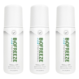 Biofreeze Professional Pain Relief Roll On, Travel Size Arthritis Discomfort Reliever, Fast Acting & Long Lasting Formula, Cooling Menthol Gel 3 Fl Oz (Pack of 3)