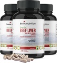 Pasture Raised Grass Fed Grass Finished Beef Liver Capsules | 3000mg Serving | 100% Hormone Free Desiccated, Undefatted Beef Liver with No Fillers, Non-GMO, Pesticide Free, Gluten-Free