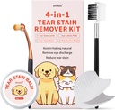Tear Stain Remover Kit for Dogs & Cats with Tear Stain Comb, Tear Stain Balm, Eye Cotton Pads, Pro Powder Brush Gently Remove Tear Stain, Eye Debris, Discharge, Mucus Secretions
