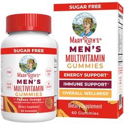 MARYRUTH'S Multivitamin Gummies for Men | Vitamin A, C, D, E, B6, B12, Biotin, Zinc | Energy Metabolism | Immunity | Bone Health | Cellular Health | Vegan | Non-GMO | Gluten & Sugar Free | 60 Count