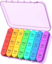 Daviky Weekly Pill Organizer 3 fois par jour, Travel Pill Organizer 3X par jour, Pill Box 7 jours, Daily Pill Box Organizer, Pill Cases Organizers 7 jours, Medicine Organizer to Hold Vitamines and Medicament