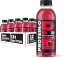Protéines2o boisson d'hydratation - 2-en-1 liquide clair de lactosérum protéines isolat et électrolyte boisson - 15g de protéines, vitamines B5, B6 - récupération après l'entraînement - 16,9 Fl Oz - 12 Compte cerise sauvage