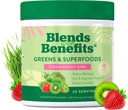 360 Mélanges nutritionnels avec avantages Super Greens Poudre avec/probiotiques, enzymes digestives, sans sucre et sans gluten, mélange de superaliments à base de plantes pour la santé Gut, Bloating, immunité, santé globale, 6,35 oz