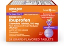Amazon Basic Care Children's Ibuprofen Chewable Tablets 100 mg, Grape Flavor, Pain Reliever and Fever Reducer (NSAID), For Sore Throat, Toothache, Headache Relief and More, 24 Count