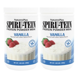NaturesPlus SPIRU-TEIN, Vanille - 1,06 lb, lot de 2 - Poudre végétale de protéines - Végétarien, sans gluten - 32 portions totales