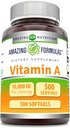 Formules étonnantes Vitamine A 10000 UI Supplément de Retinyl Palmitate de 3000 Mcg.