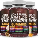 NEW AGE Mushroom Lion's Mane Supplement Gummies - Comprehensive Mushroom Supplement with Reishi, Cordyceps - 180 Count