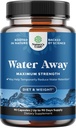 Water Away Herbal Diuretic Pills High Strength - Fluid Retention Supplement with Dandelion Leaf Extract & Green Tea for Bloating Relief for Women & Men - Capsules for Leg & Feet Swelling - 90 Count